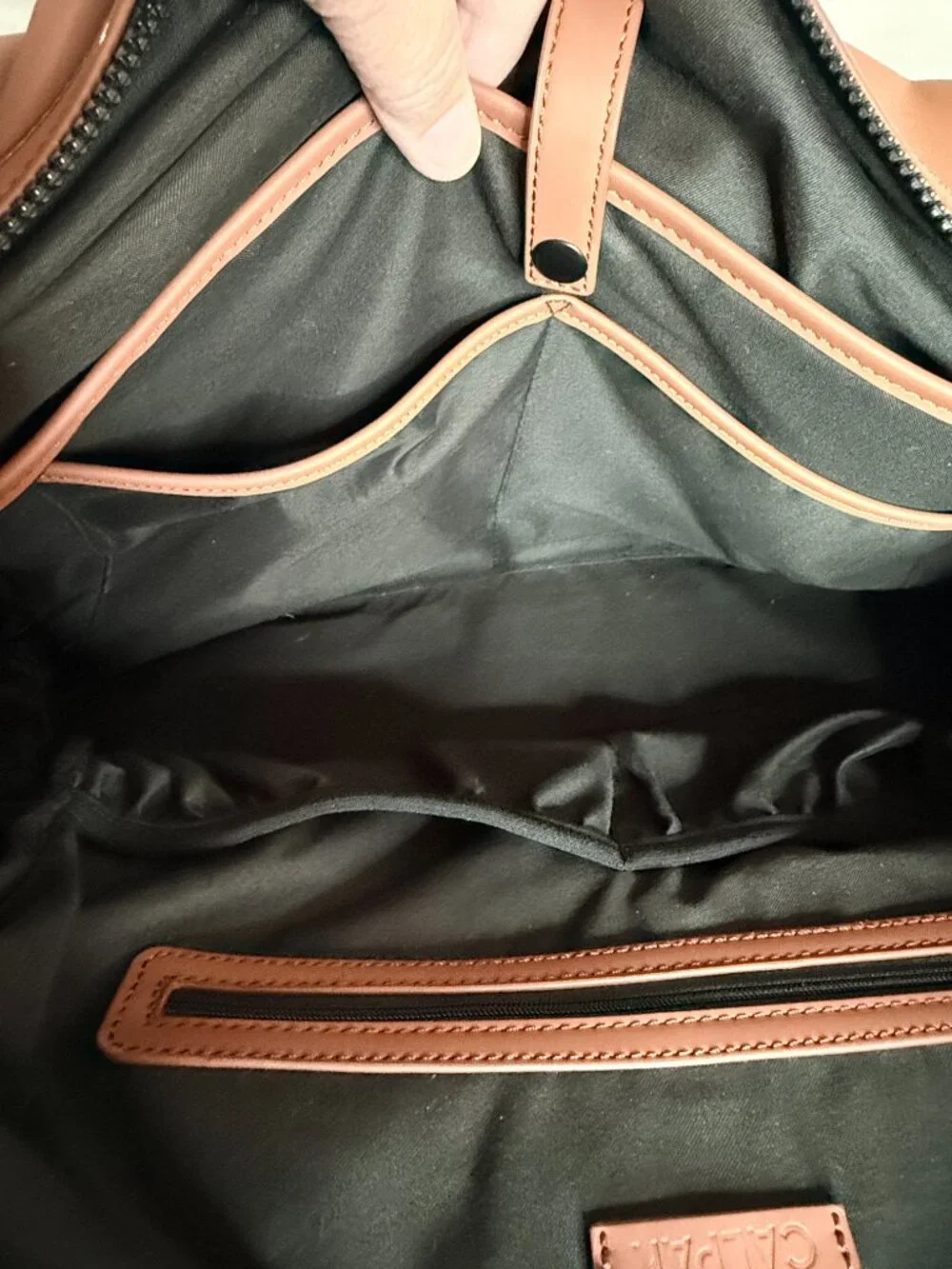 CALPAK Tan Brown Travel Duffel Weekender Carryon Overnight- Some Peeling